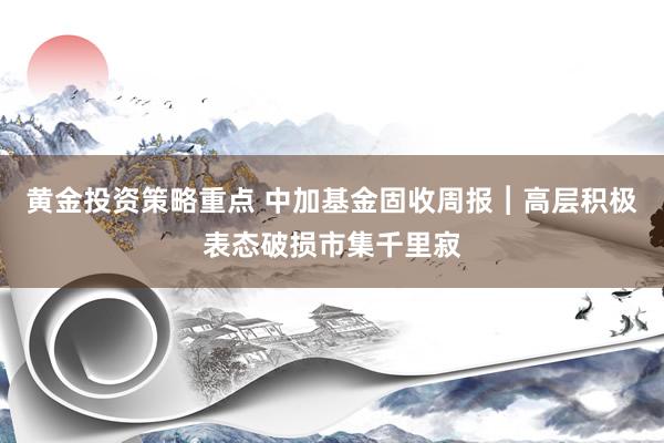 黄金投资策略重点 中加基金固收周报︱高层积极表态破损市集千里寂