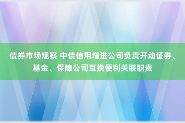 债券市场观察 中债信用增进公司负责开动证券、基金、保障公司互换便利关联职责