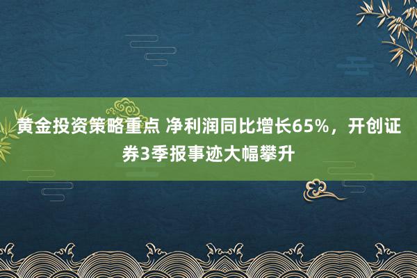 黄金投资策略重点 净利润同比增长65%，开创证券3季报事迹大幅攀升