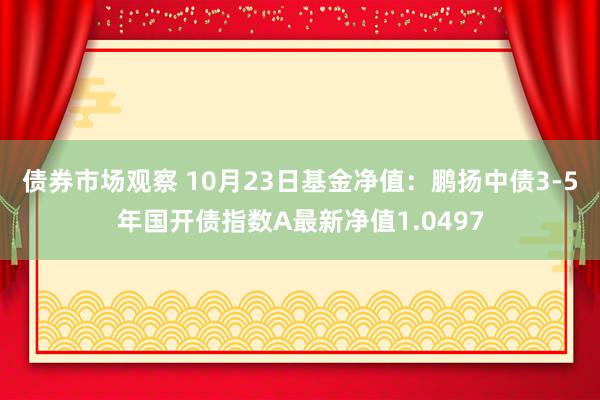 债券市场观察 10月23日基金净值：鹏扬中债3-5年国开债指数A最新净值1.0497