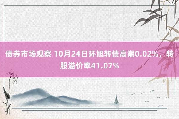 债券市场观察 10月24日环旭转债高潮0.02%，转股溢价率41.07%