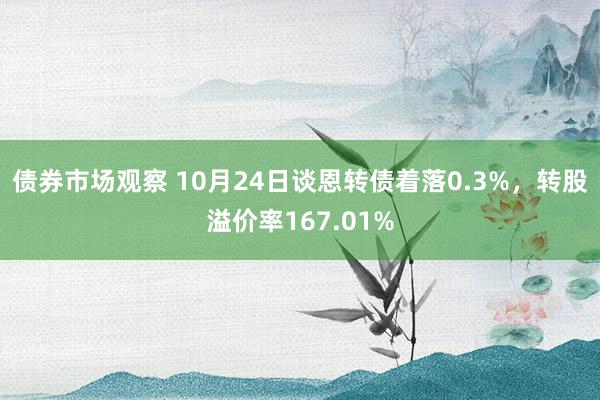 债券市场观察 10月24日谈恩转债着落0.3%，转股溢价率167.01%