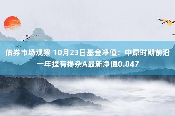 债券市场观察 10月23日基金净值：中原时期前沿一年捏有搀杂A最新净值0.847