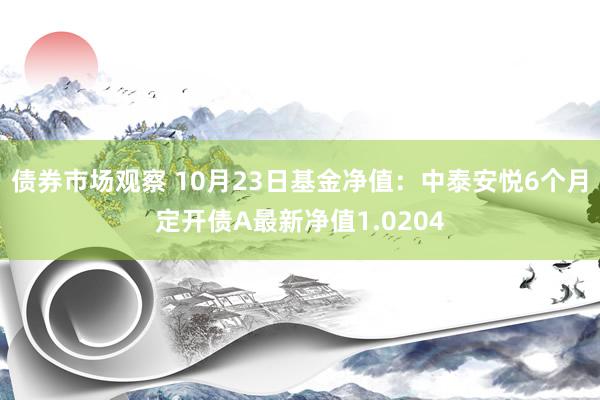 债券市场观察 10月23日基金净值：中泰安悦6个月定开债A最新净值1.0204