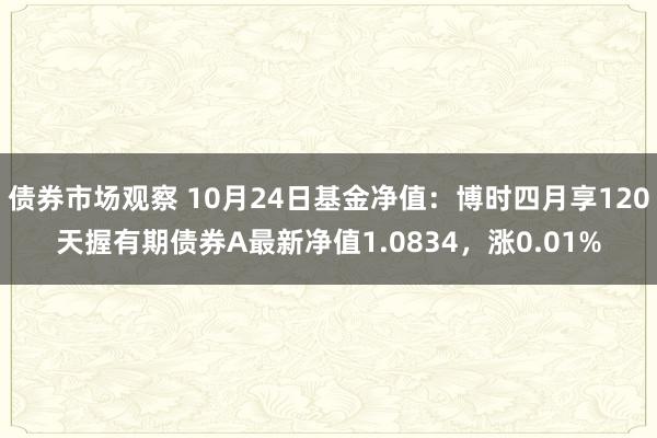 债券市场观察 10月24日基金净值：博时四月享120天握有期债券A最新净值1.0834，涨0.01%