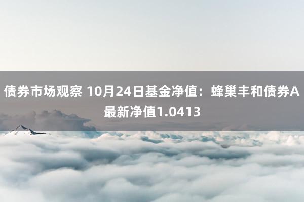 债券市场观察 10月24日基金净值：蜂巢丰和债券A最新净值1.0413