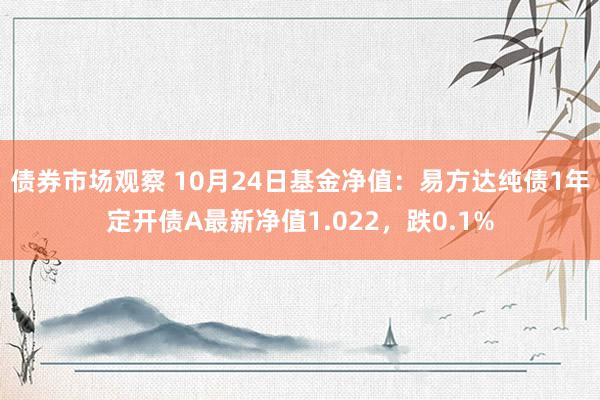 债券市场观察 10月24日基金净值：易方达纯债1年定开债A最新净值1.022，跌0.1%