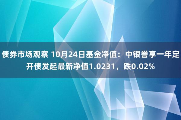 债券市场观察 10月24日基金净值：中银誉享一年定开债发起最新净值1.0231，跌0.02%