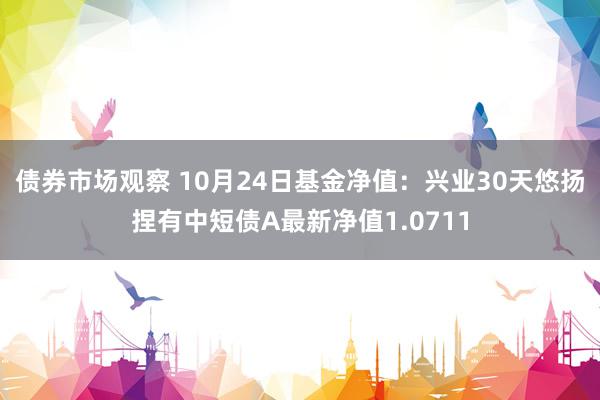 债券市场观察 10月24日基金净值：兴业30天悠扬捏有中短债A最新净值1.0711