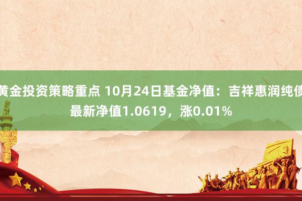 黄金投资策略重点 10月24日基金净值：吉祥惠润纯债最新净值1.0619，涨0.01%