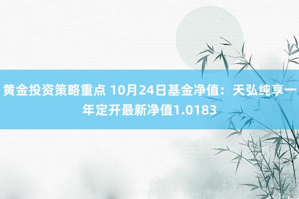 黄金投资策略重点 10月24日基金净值：天弘纯享一年定开最新净值1.0183