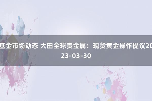 基金市场动态 大田全球贵金属：现货黄金操作提议2023-03-30