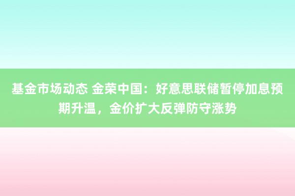 基金市场动态 金荣中国：好意思联储暂停加息预期升温，金价扩大反弹防守涨势