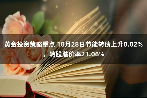 黄金投资策略重点 10月28日节能转债上升0.02%，转股溢价率23.06%