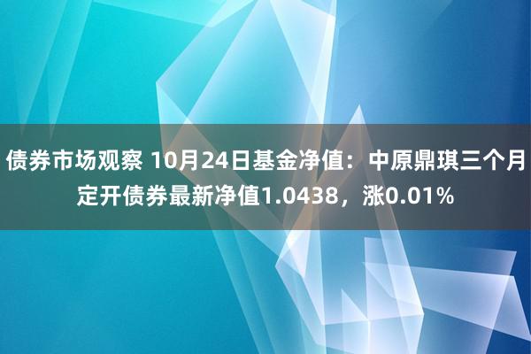 债券市场观察 10月24日基金净值：中原鼎琪三个月定开债券最新净值1.0438，涨0.01%