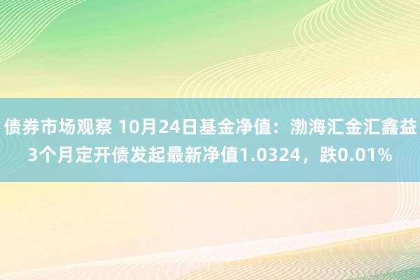 债券市场观察 10月24日基金净值：渤海汇金汇鑫益3个月定开债发起最新净值1.0324，跌0.01%