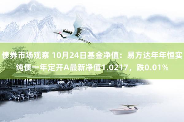 债券市场观察 10月24日基金净值：易方达年年恒实纯债一年定开A最新净值1.0217，跌0.01%