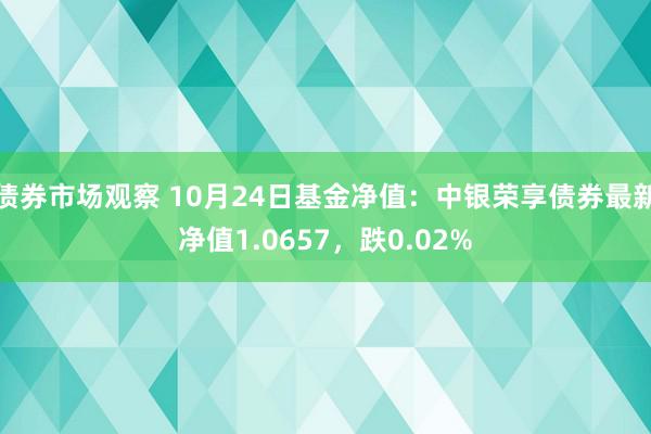 债券市场观察 10月24日基金净值：中银荣享债券最新净值1.0657，跌0.02%