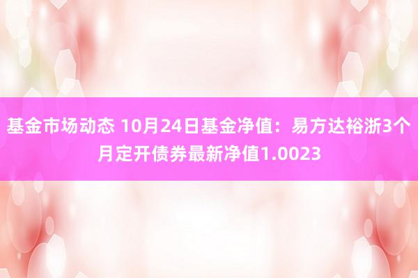 基金市场动态 10月24日基金净值：易方达裕浙3个月定开债券最新净值1.0023