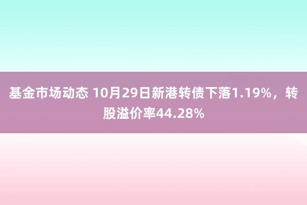 基金市场动态 10月29日新港转债下落1.19%，转股溢价率44.28%