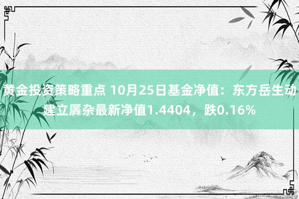 黄金投资策略重点 10月25日基金净值：东方岳生动建立羼杂最新净值1.4404，跌0.16%