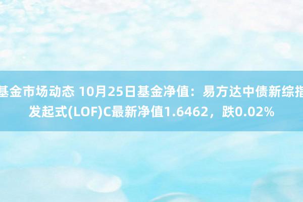 基金市场动态 10月25日基金净值：易方达中债新综指发起式(LOF)C最新净值1.6462，跌0.02%