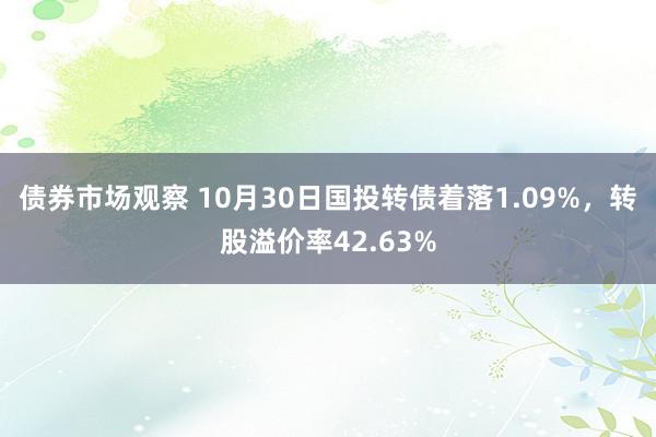 债券市场观察 10月30日国投转债着落1.09%，转股溢价率42.63%