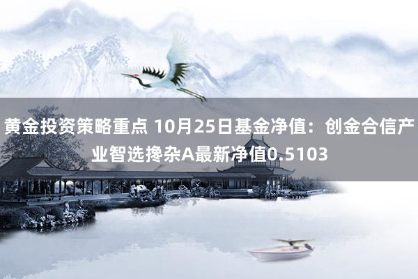 黄金投资策略重点 10月25日基金净值：创金合信产业智选搀杂A最新净值0.5103