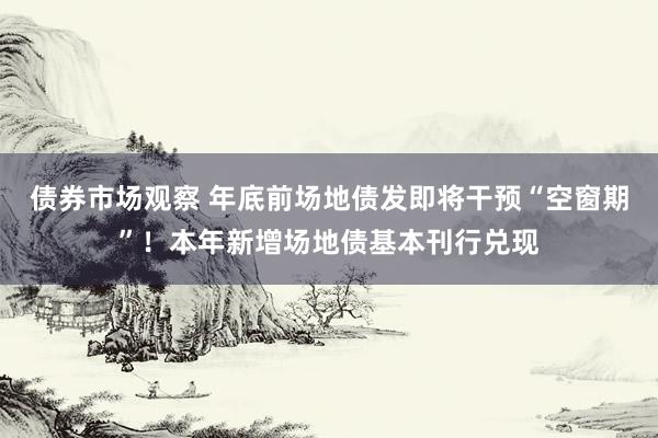 债券市场观察 年底前场地债发即将干预“空窗期”！本年新增场地债基本刊行兑现