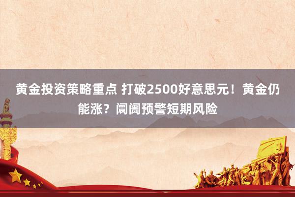 黄金投资策略重点 打破2500好意思元！黄金仍能涨？阛阓预警短期风险