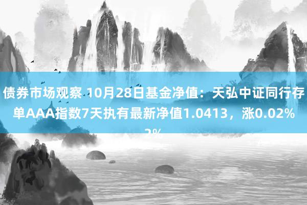 债券市场观察 10月28日基金净值：天弘中证同行存单AAA指数7天执有最新净值1.0413，涨0.02%