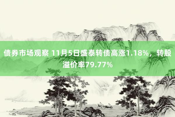 债券市场观察 11月5日盛泰转债高涨1.18%，转股溢价率79.77%