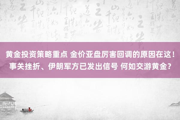 黄金投资策略重点 金价亚盘厉害回调的原因在这！事关挫折、伊朗军方已发出信号 何如交游黄金？