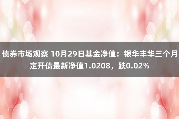 债券市场观察 10月29日基金净值：银华丰华三个月定开债最新净值1.0208，跌0.02%