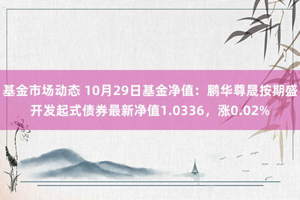 基金市场动态 10月29日基金净值：鹏华尊晟按期盛开发起式债券最新净值1.0336，涨0.02%