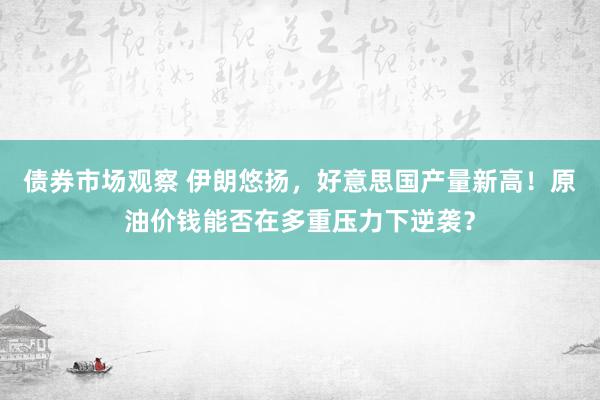 债券市场观察 伊朗悠扬，好意思国产量新高！原油价钱能否在多重压力下逆袭？