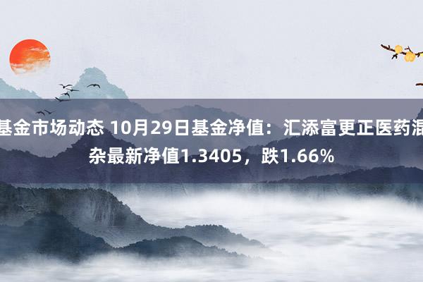 基金市场动态 10月29日基金净值：汇添富更正医药混杂最新净值1.3405，跌1.66%