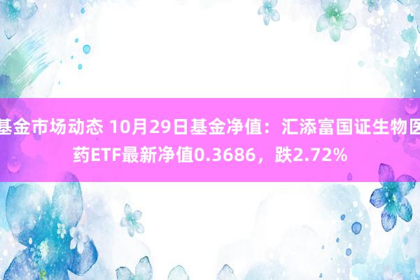 基金市场动态 10月29日基金净值：汇添富国证生物医药ETF最新净值0.3686，跌2.72%