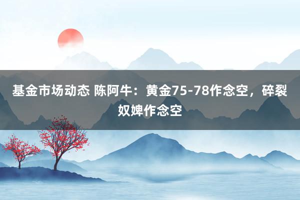 基金市场动态 陈阿牛：黄金75-78作念空，碎裂奴婢作念空