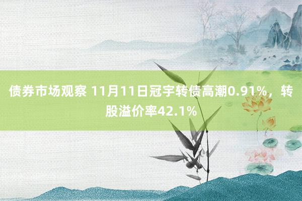 债券市场观察 11月11日冠宇转债高潮0.91%，转股溢价率42.1%