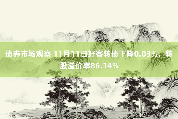 债券市场观察 11月11日好客转债下降0.03%，转股溢价率86.14%