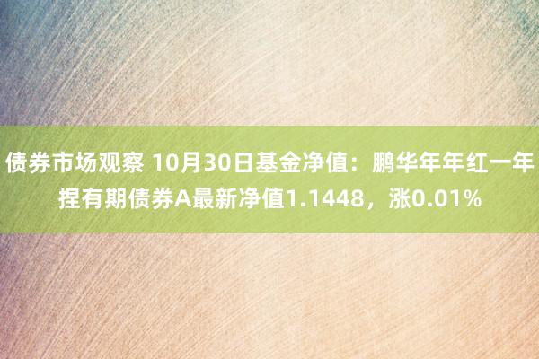 债券市场观察 10月30日基金净值：鹏华年年红一年捏有期债券A最新净值1.1448，涨0.01%