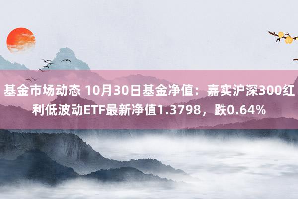 基金市场动态 10月30日基金净值：嘉实沪深300红利低波动ETF最新净值1.3798，跌0.64%