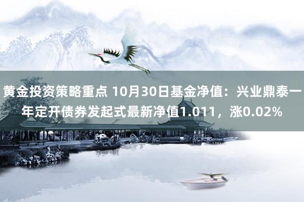 黄金投资策略重点 10月30日基金净值：兴业鼎泰一年定开债券发起式最新净值1.011，涨0.02%