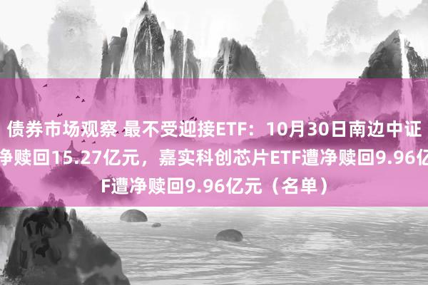 债券市场观察 最不受迎接ETF：10月30日南边中证500ETF遭净赎回15.27亿元，嘉实科创芯片ETF遭净赎回9.96亿元（名单）