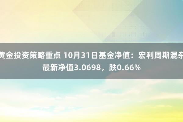 黄金投资策略重点 10月31日基金净值：宏利周期混杂最新净值3.0698，跌0.66%