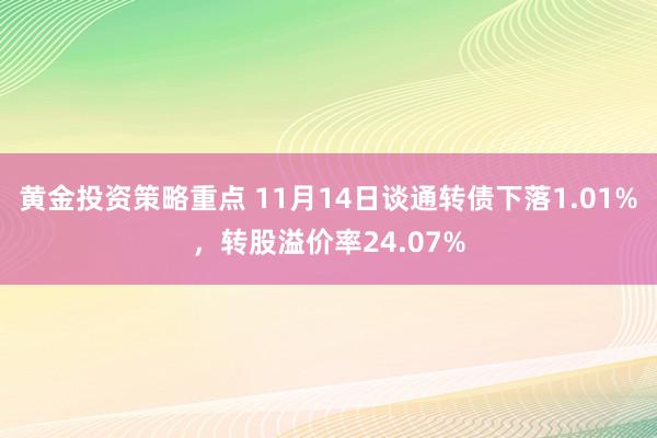 黄金投资策略重点 11月14日谈通转债下落1.01%，转股溢价率24.07%