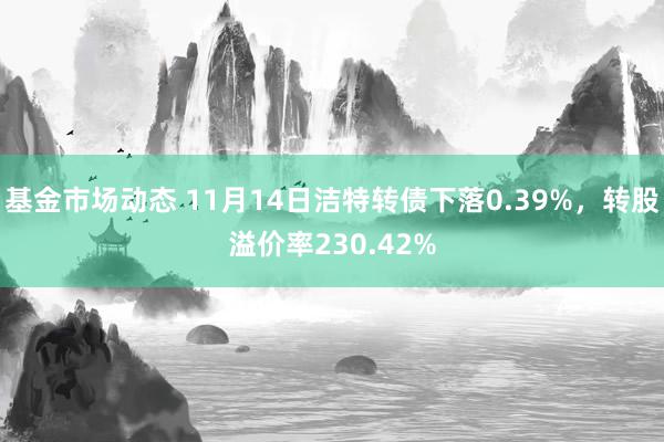 基金市场动态 11月14日洁特转债下落0.39%，转股溢价率230.42%