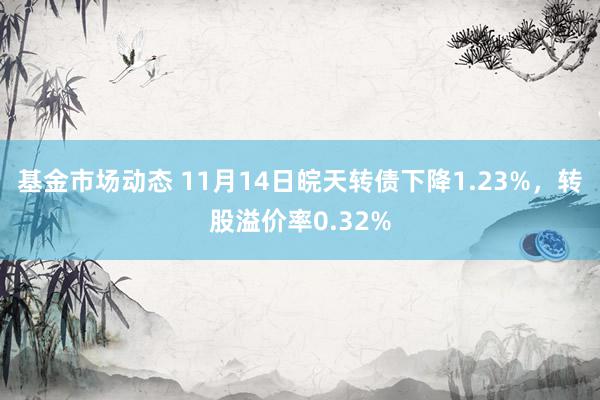 基金市场动态 11月14日皖天转债下降1.23%，转股溢价率0.32%