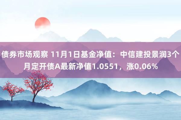 债券市场观察 11月1日基金净值：中信建投景润3个月定开债A最新净值1.0551，涨0.06%